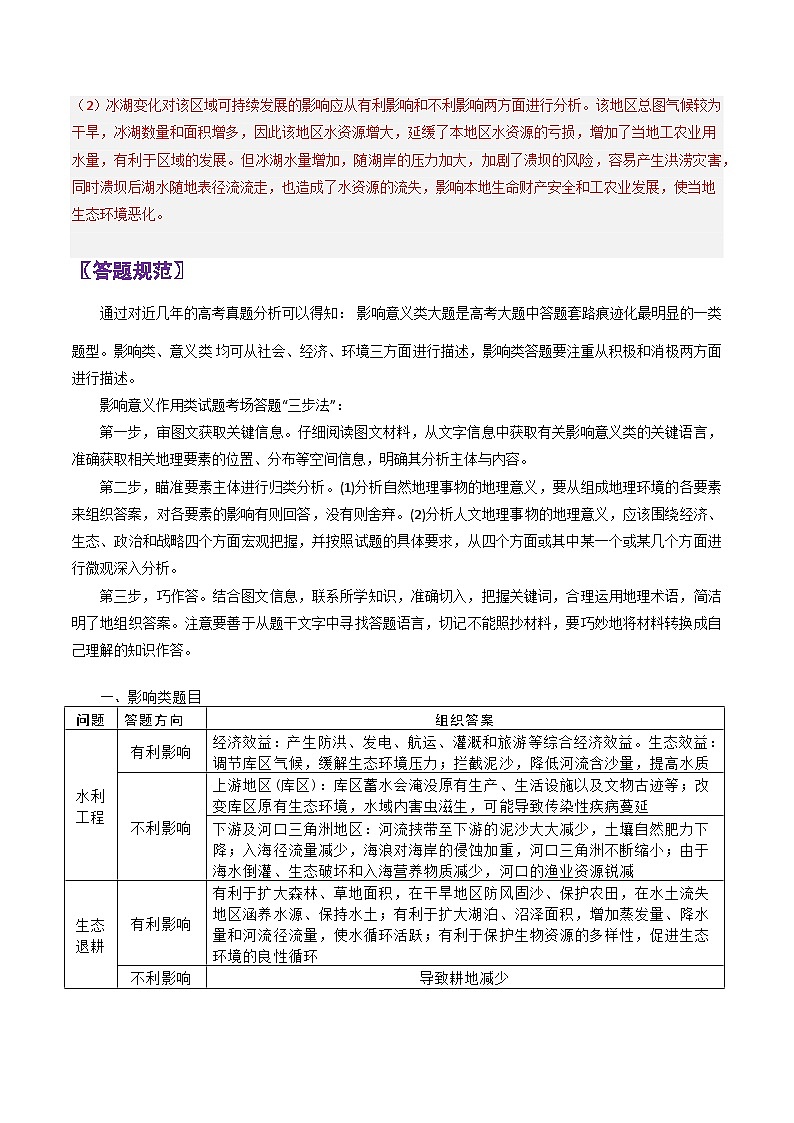 专题48综合题答题指导03影响意义类-2024年高考地理三轮复习(全国通用)03