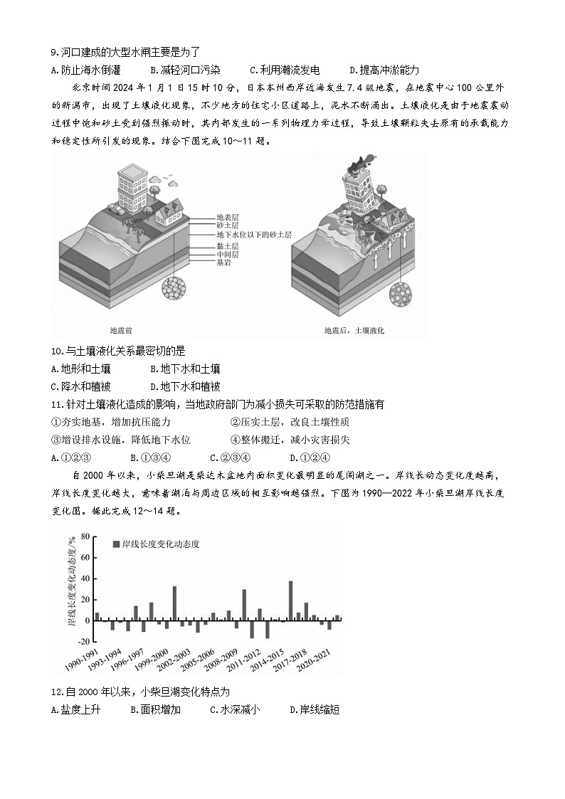 2024届安徽省合肥一六八中学高三最后一卷地理试卷第3页