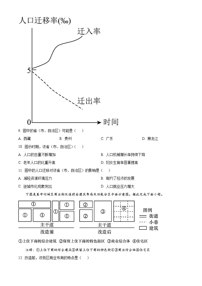 甘肃省白银市白银区大成学校2023-2024学年高一下学期期中考试地理试卷(原卷版+解析版)03