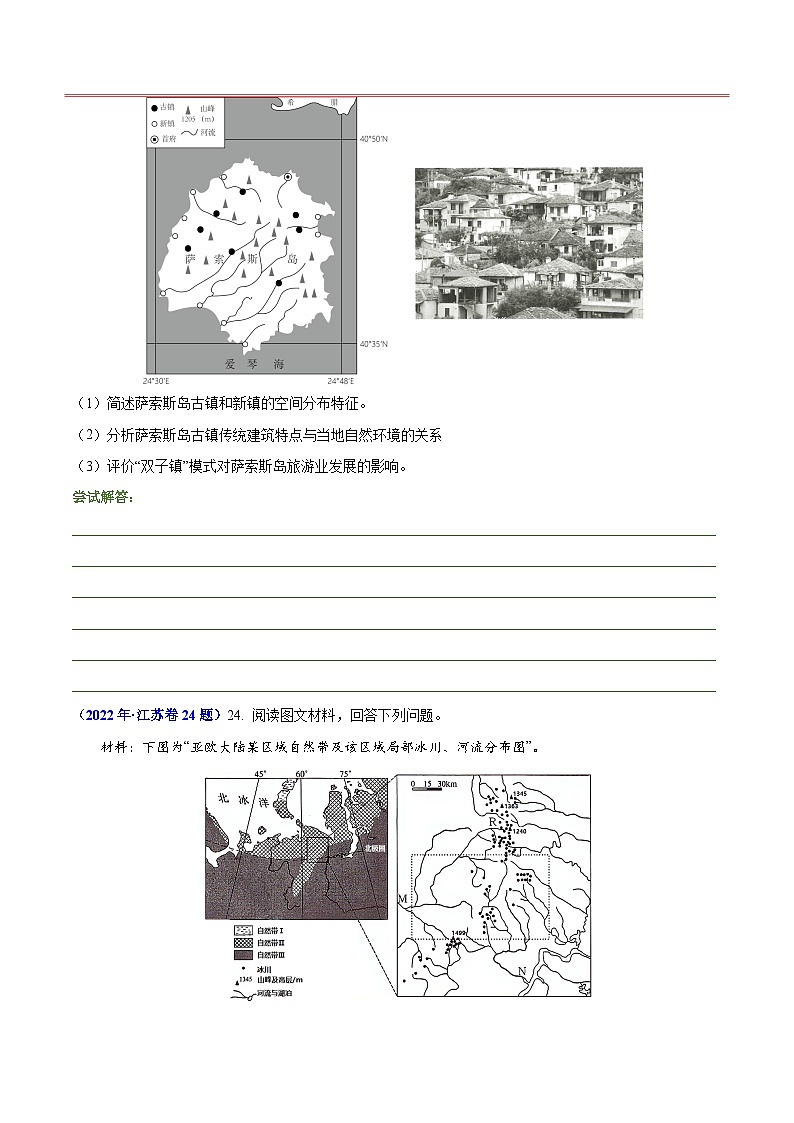 押江苏卷第23题 等高线地形图判读及地形的影响-备战2024年高考地理临考题号押题(江苏卷)03