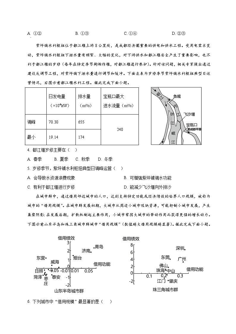 福建省福州市六校2023-2024学年高二下学期期中联考地理试题(Word版附答案)02