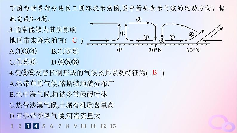 2025年高中地理第3章第3节第1课时气压带风带对气候的影响及气候与自然景观分层作业课件04