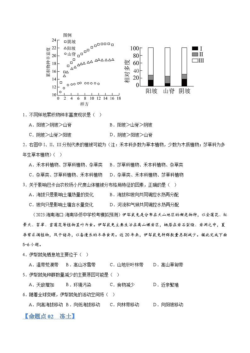 专题06 自然环境整体性与差异性微专题生物与环境河冻土(分层练)(原卷版)第2页