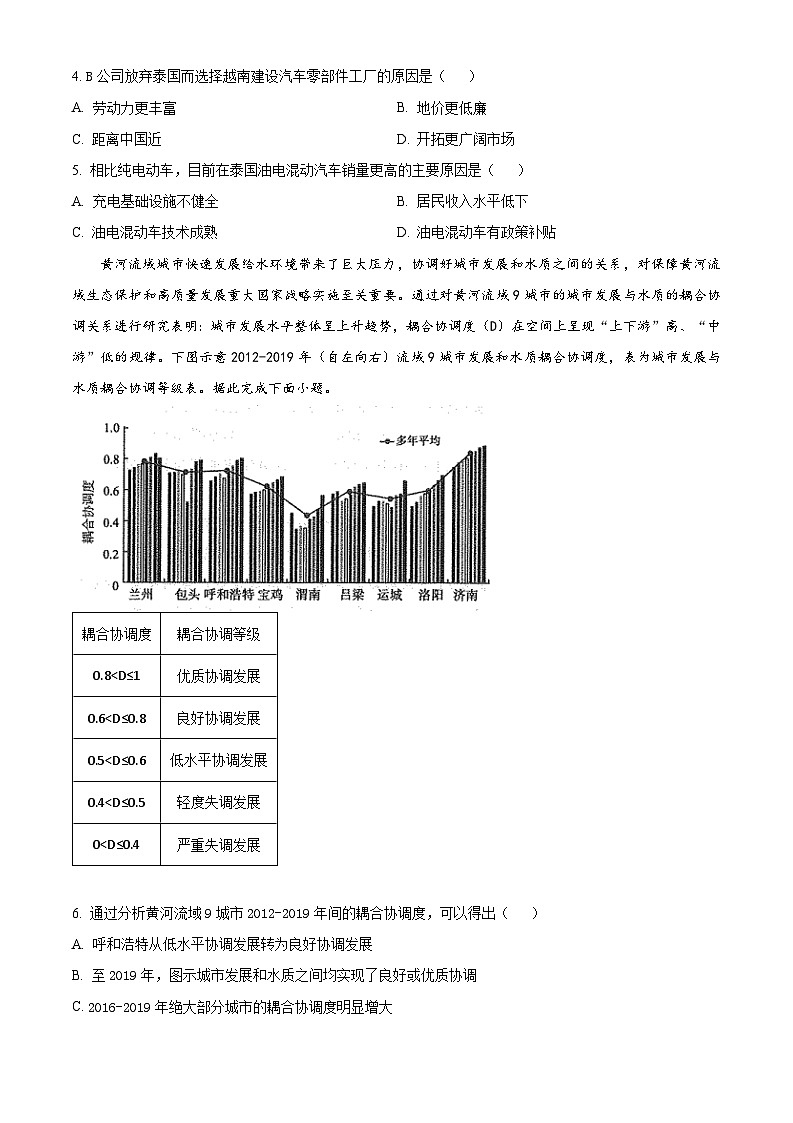 精品解析:山东省济南市2022-2023学年高二下学期期末地理试题(原卷版)第2页