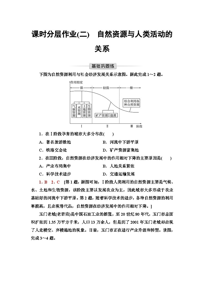 中图版高中地理选择性必修3课时分层作业2自然资源与人类活动的关系含答案第1页