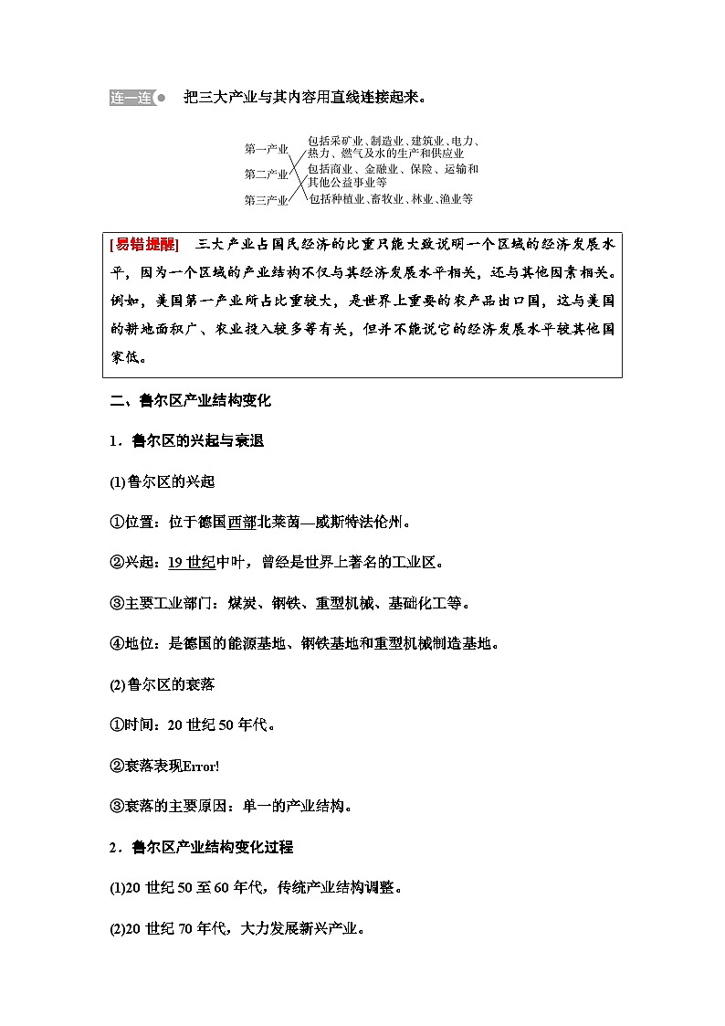 中图版高中地理选择性必修2第2章第2节德国鲁尔区的产业结构变化学案02
