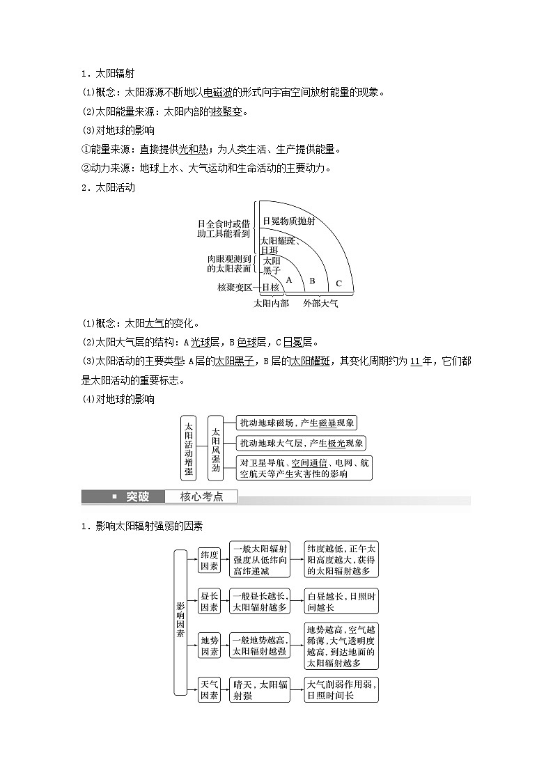 2024届人教新教材高考地理一轮教案第一部分自然地理第二章地球的运动第1讲课时4太阳对地球的影响03