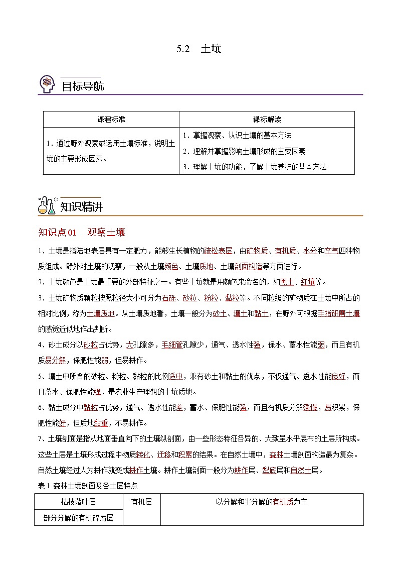 人教版地理必修第一册 5.2土壤(教案)第1页
