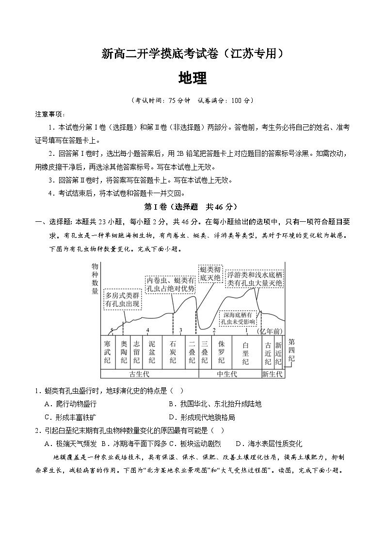 地理（江蘇專用）（原卷版）第1頁