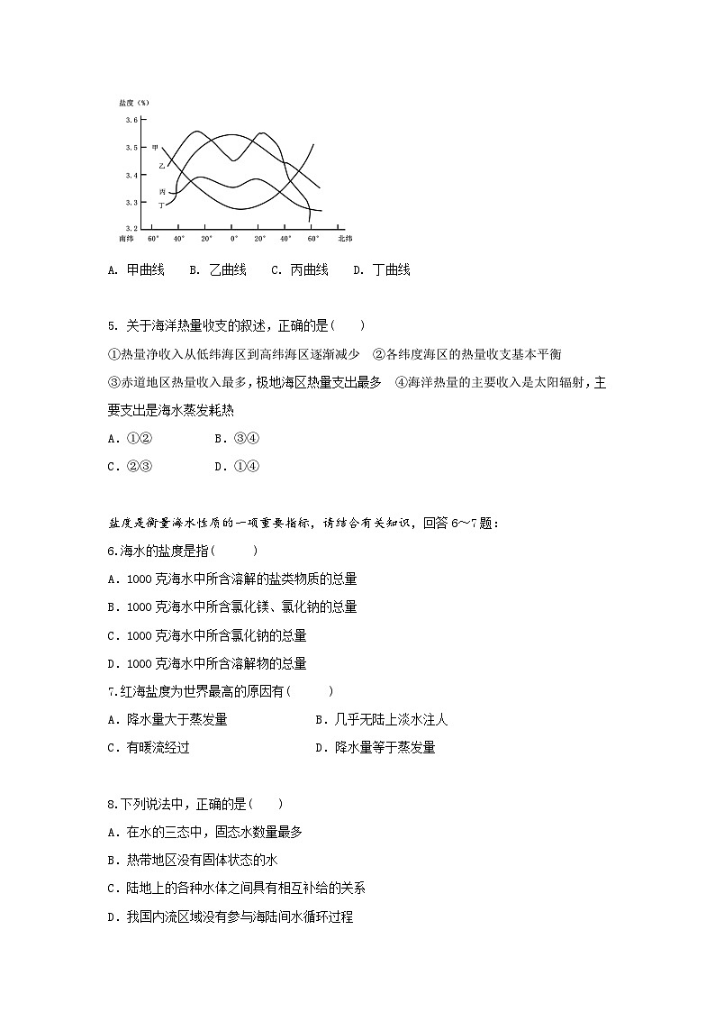 【新教材】鲁教版高中地理必修第一册 2.2.1《水圈与水循环》练习(原卷)02
