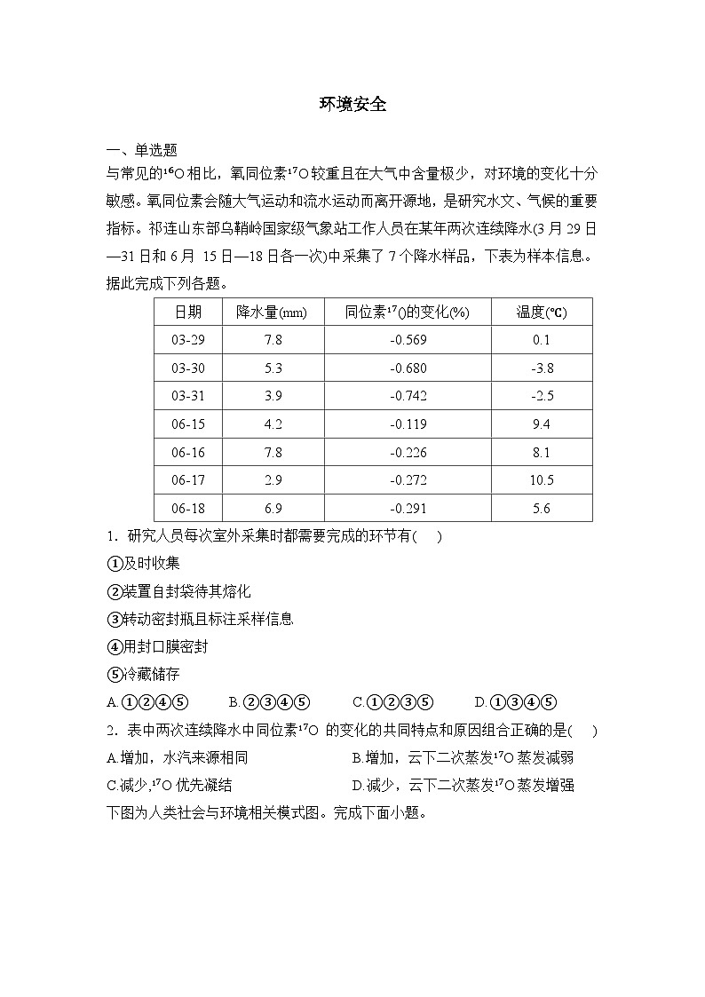 2025届高考地理一轮复习过关检测:环境安全(含解析)第1页
