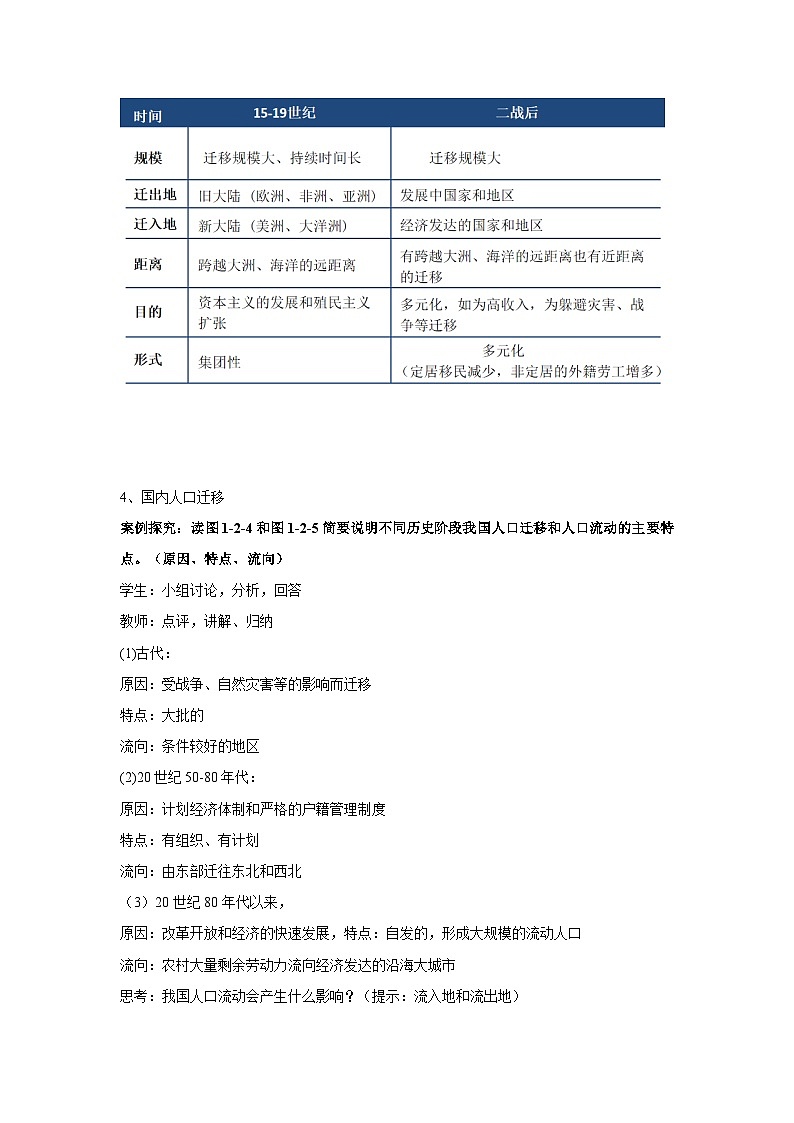 【新教材】鲁教版高中地理必修第二册 1.2 《人口迁移》教案(1)03