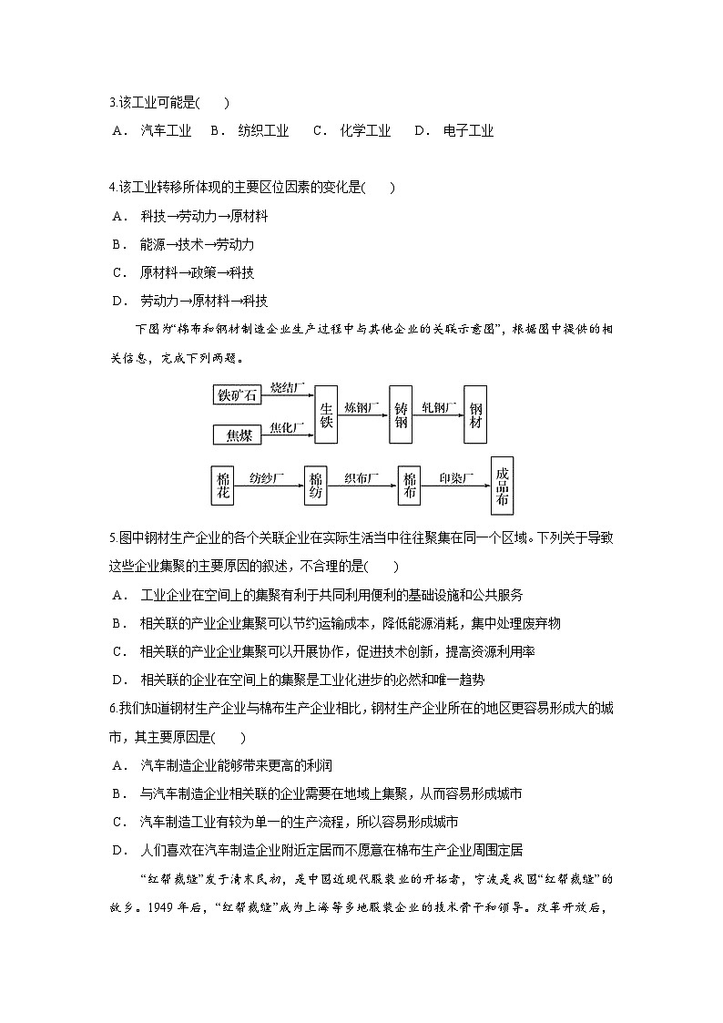 【新教材】鲁教版高中地理必修第二册 3.3.2《工业的区位选择》练习(1)(原卷+解析卷)02