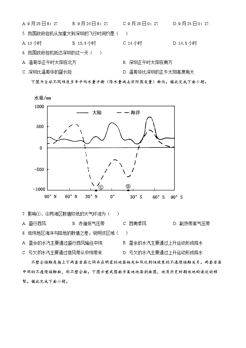 吉林省白城市第一中学2024-2025学年高三上学期开学地理试题(原卷版)第2页