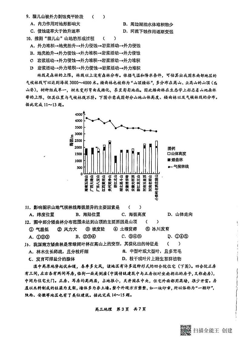 江苏省南京市中华中学2024-2025学年高三上学期期初调研地理试题第3页