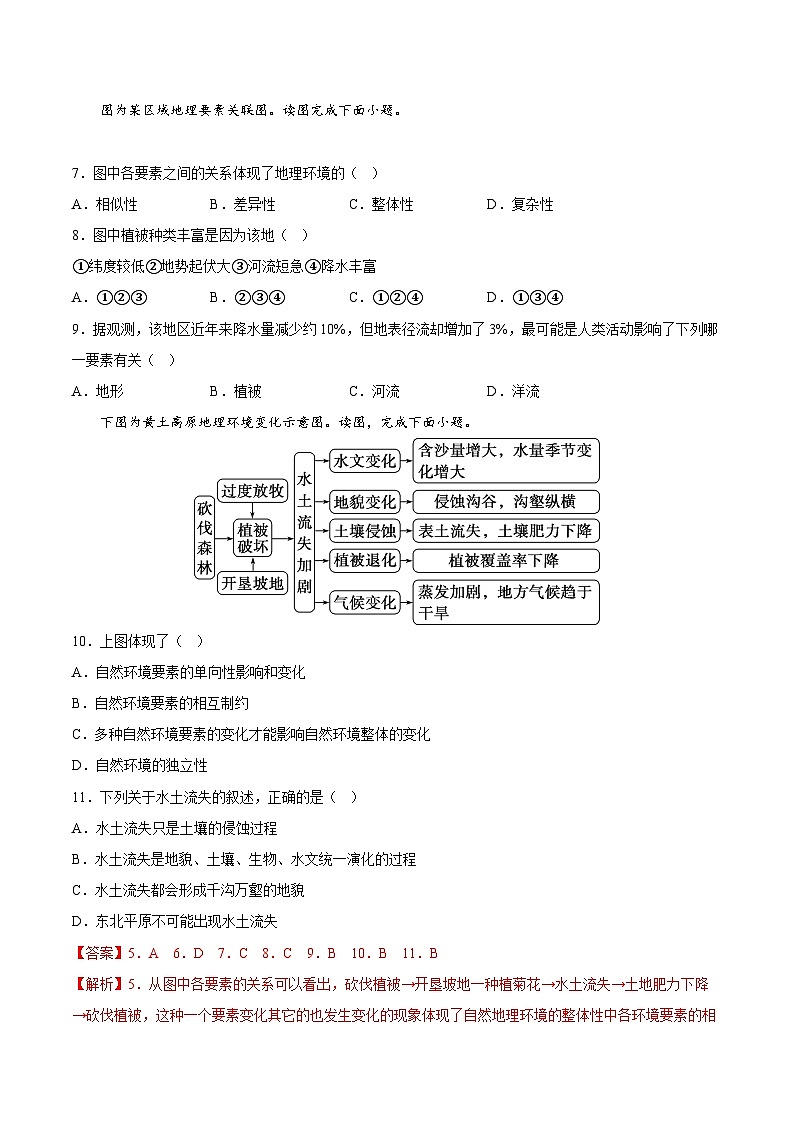 鲁教版2019高二地理选择性必修1 5.2 自然环境的整体性 分层作业03