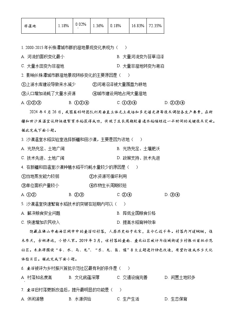 广东省佛山市南海区2024-2025学年高三上学期开学摸底测试地理试题(原卷版)第2页
