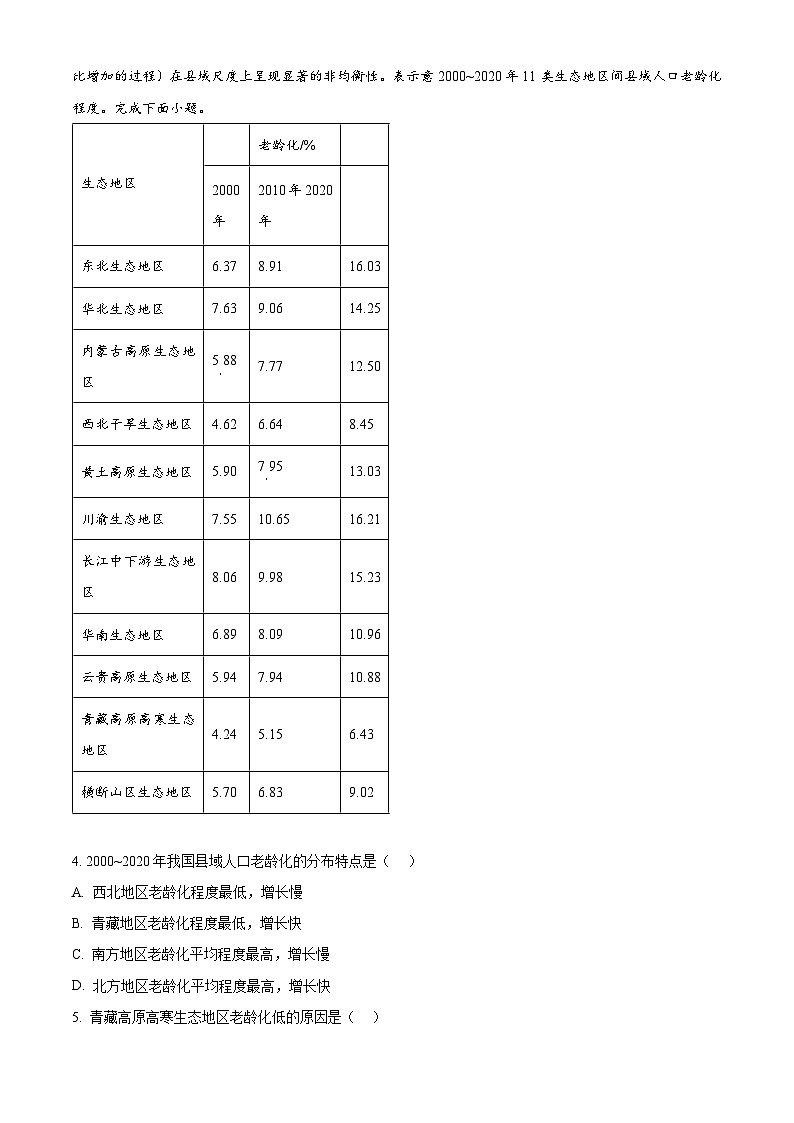 安徽省江淮十校2024-2025学年高三上学期第一次联考地理试题(原卷版)02