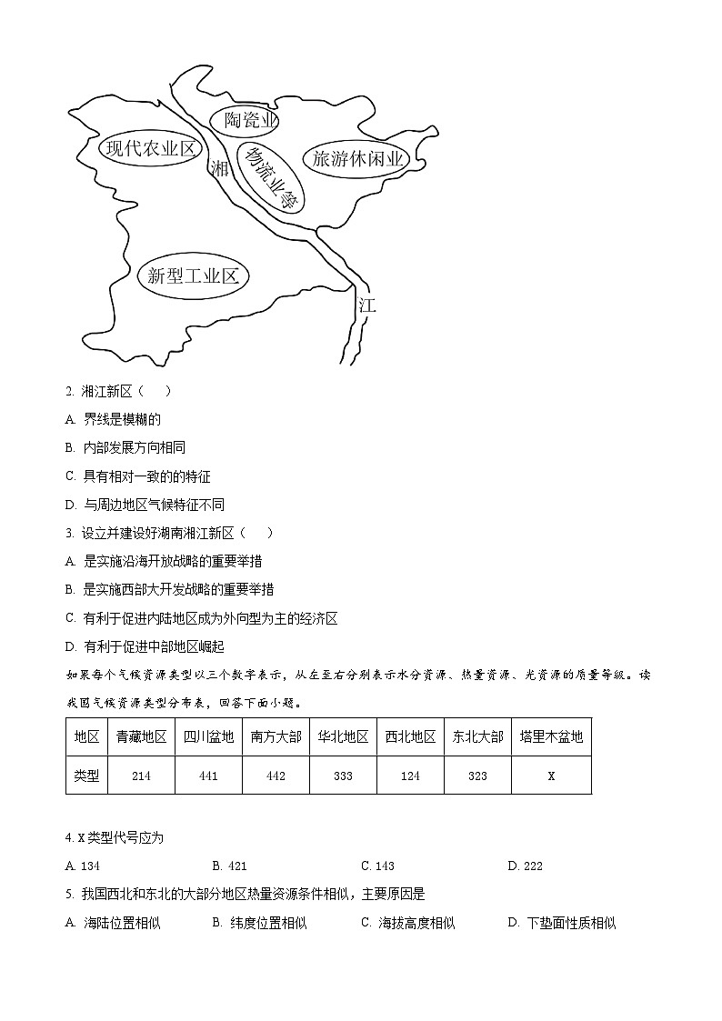 北京市大峪中学2023-2024学年高二下学期期中考试地理试题(Word版附解析)02