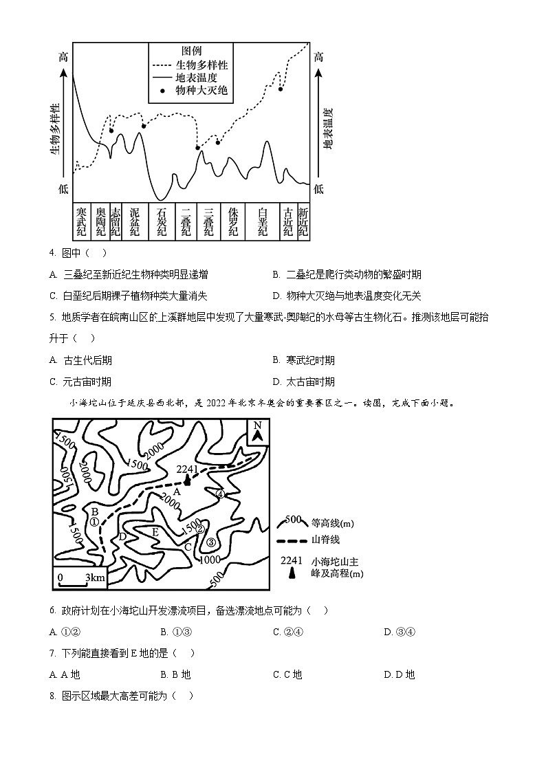 精品解析:重庆市第八中学校2024-2025学年高三上学期入学适应性考试地理试题(原卷版)第2页