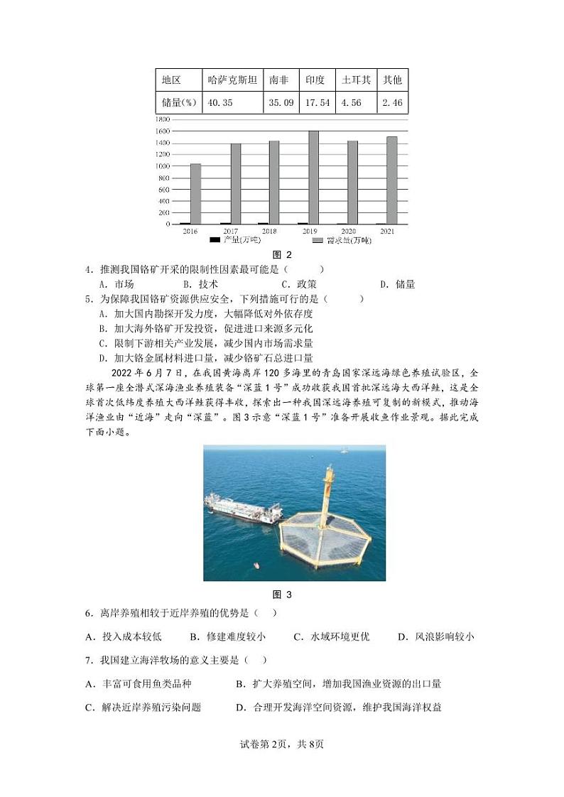 济宁一中2025届高三第一次质量检测-地理试题第2页
