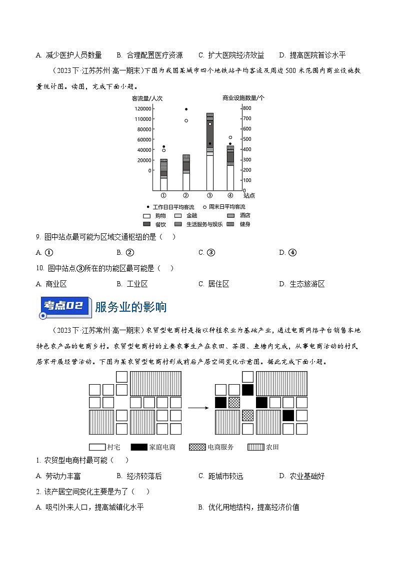 专题05 服务业及可持续发展--练习(3大考点+百题过关)-备战2024-2025学年高一地理下学期期末真题(江苏专用)03