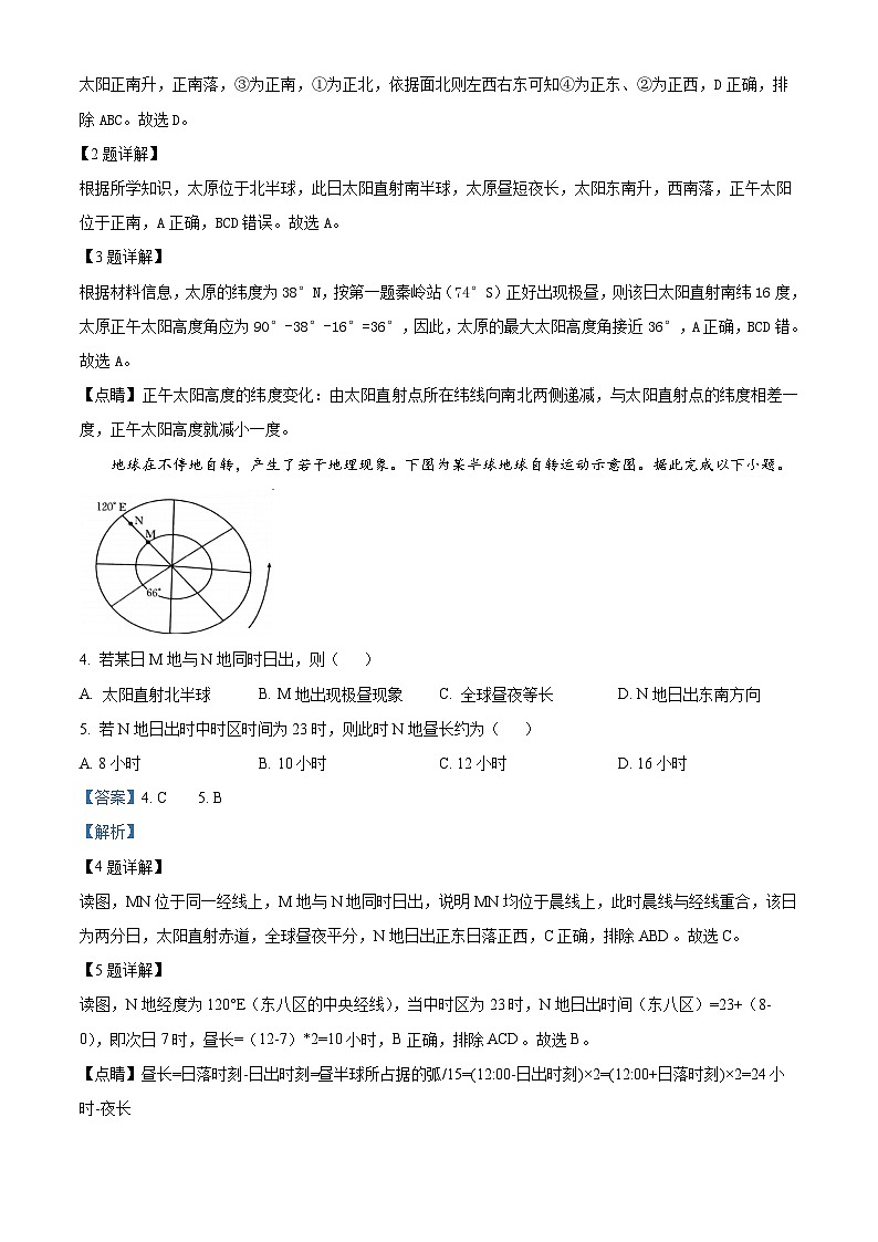 山西省晋城市部分学校2024-2025学年高三上学期9月月考地理试题(原卷版+解析版)02