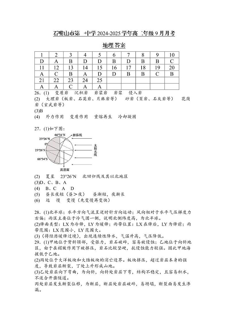 地理答案第1页
