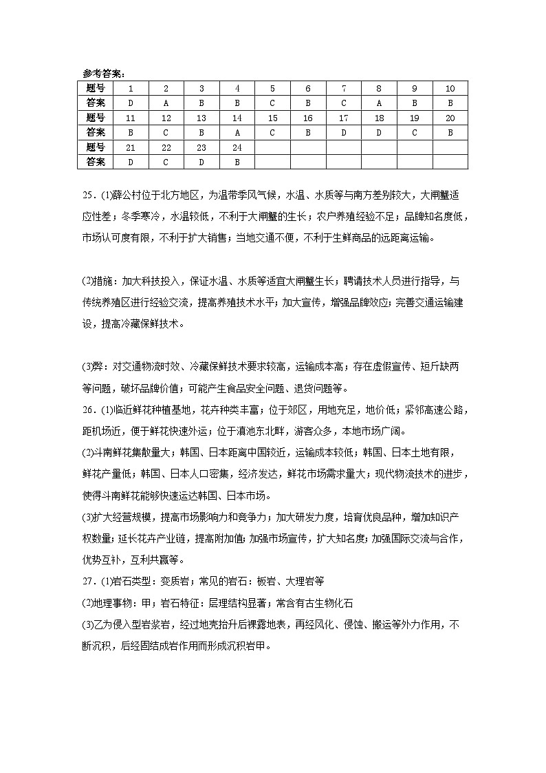 黑龙江省大庆市实验中学2024-2025学年高二上学期10月阶段考试地理试卷01