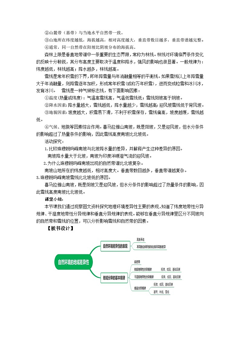 【教学设计】湘教版(2019)高中地理选择性必修1 5.2《自然环境的地域差异性》教案03
