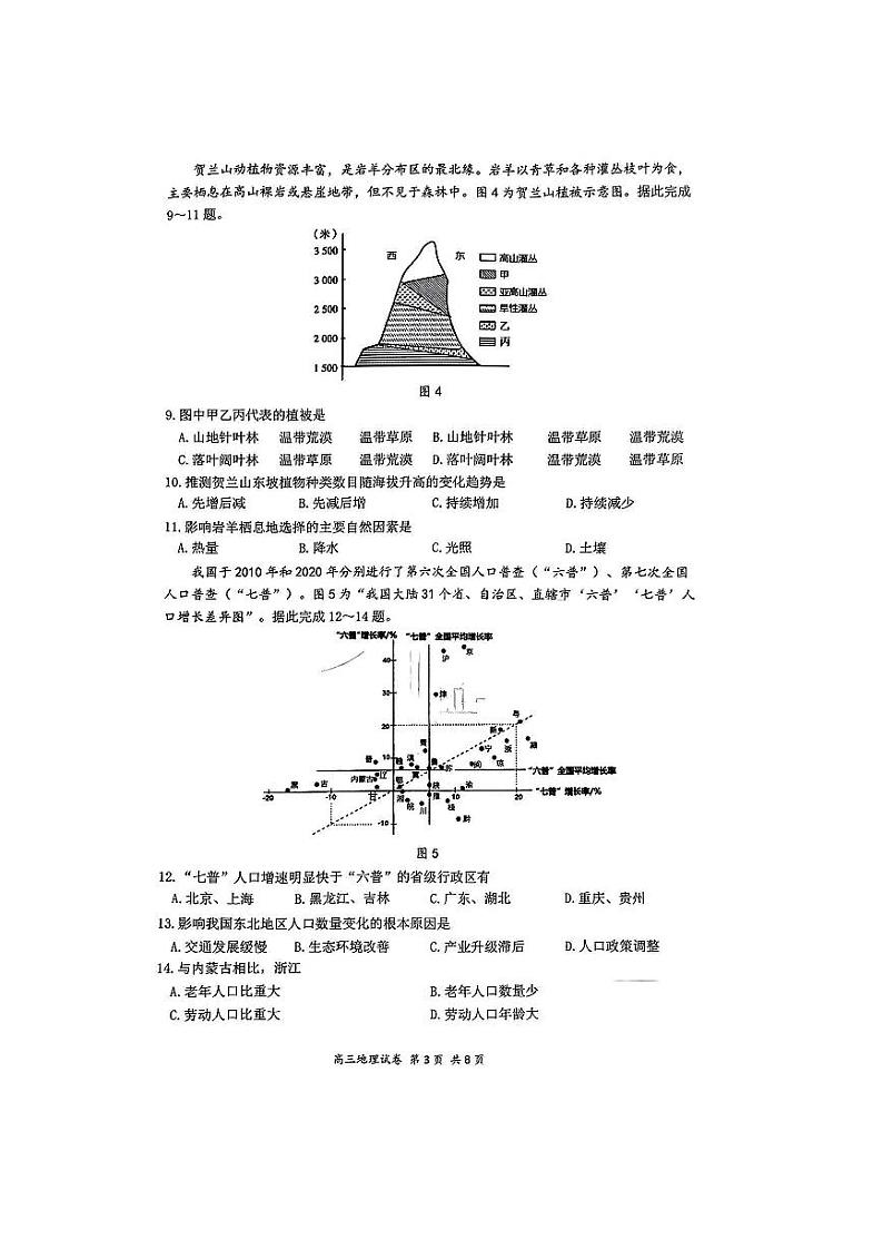 江苏南通2024年高三九月调研测试 地理试题(含答案)03