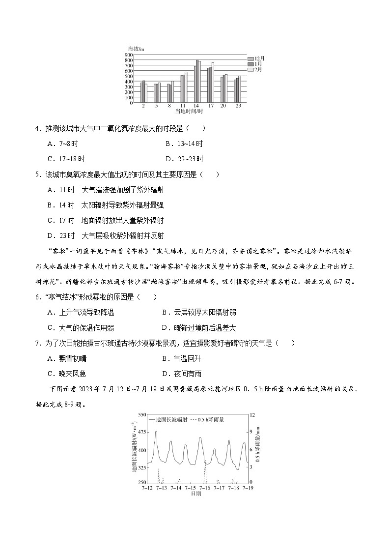 第6讲 大气的垂直分层与受热过程(专项训练)-2025年高考地理一轮复习全程跟踪讲与练(学生版)第2页