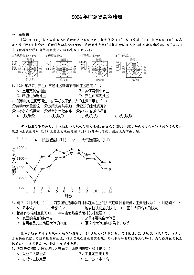 广东福建2024年高考地理模拟试卷附答案第1页