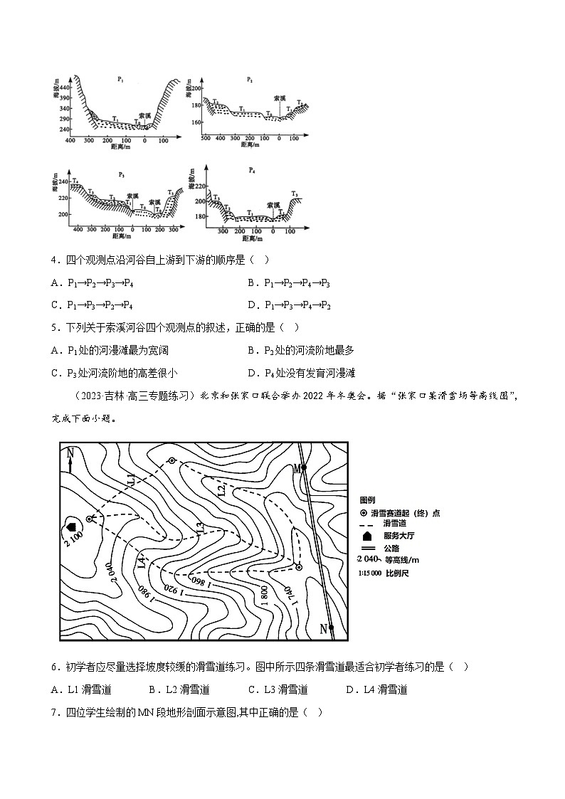新高考地理一轮复习考点专项练习1.4地形剖面图(原卷版)第2页