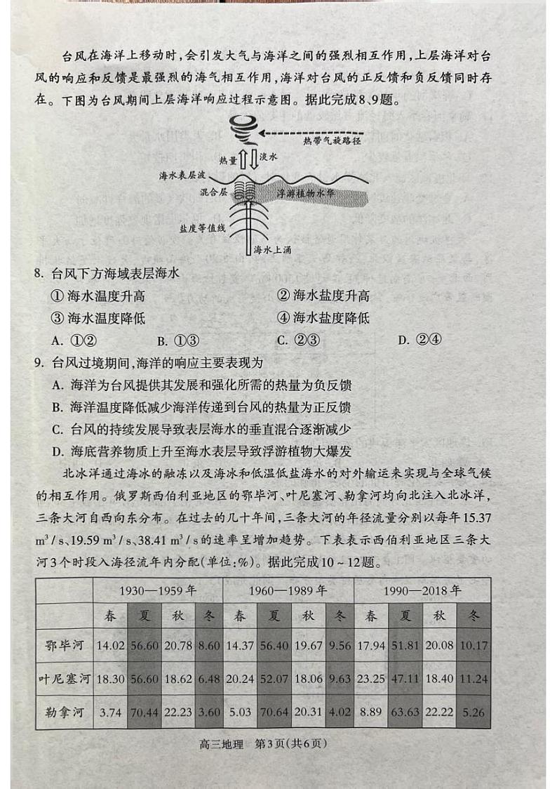 2025吕梁高三上学期11月期中考试地理PDF版含解析第3页