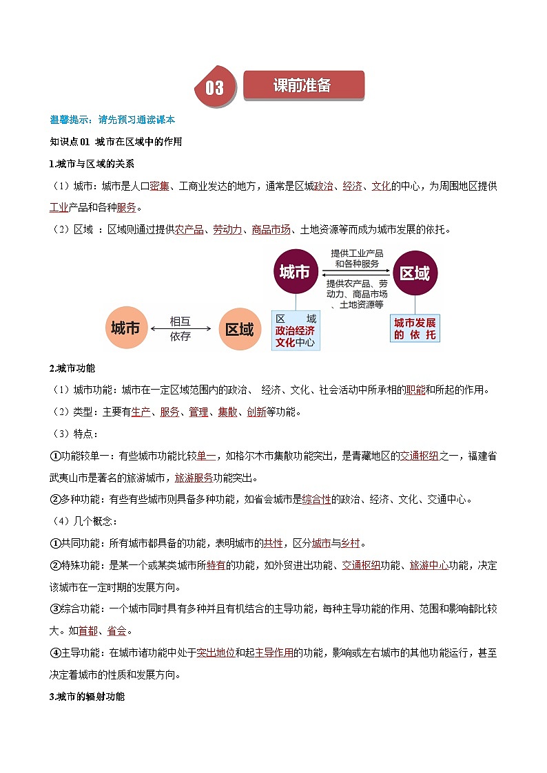 人教版高中地理选择性必修二同步讲义3.1 城市的辐射功能(解析版)第2页