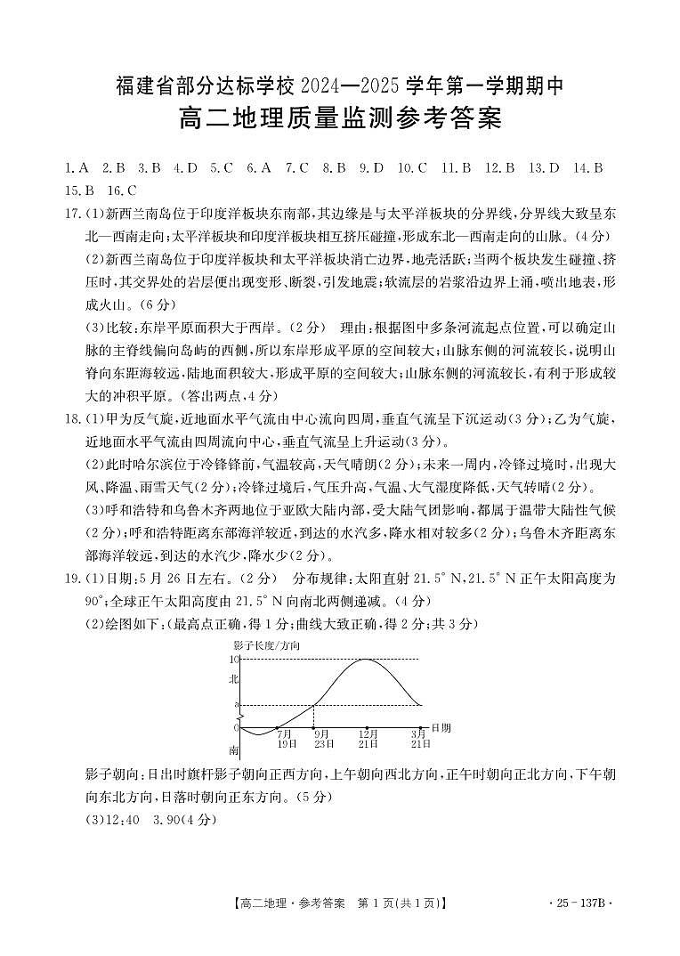 高二地理答案第1页