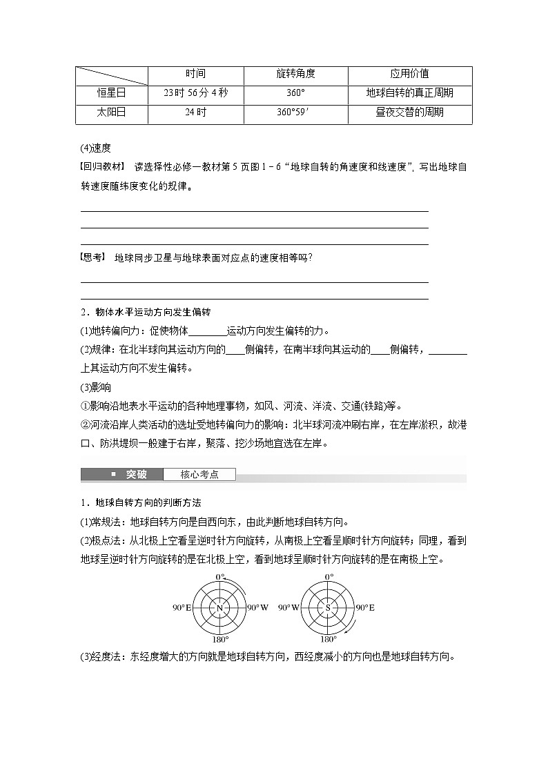 第一部分 第二章 第二讲 课时七 地球自转特征与地转偏向力(课件+讲练)-2025高考大一轮复习地理(湘教版)02