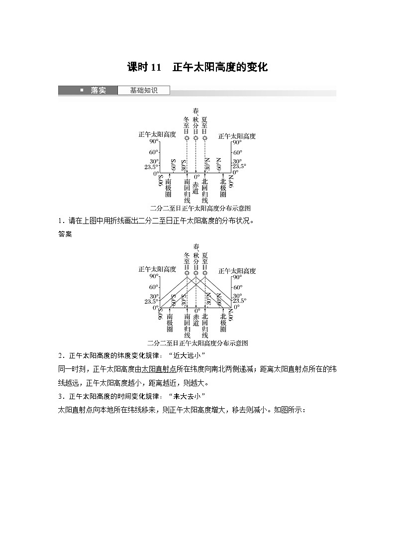 第一部分 第二章 第3讲 课时11 正午太阳高度的变化(教师版)第1页