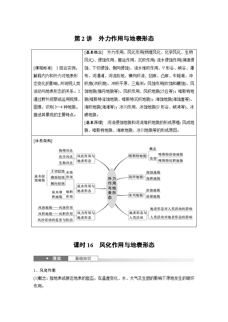 第一部分 第三章 第2讲 课时16 风化作用与地表形态(教师版)第1页