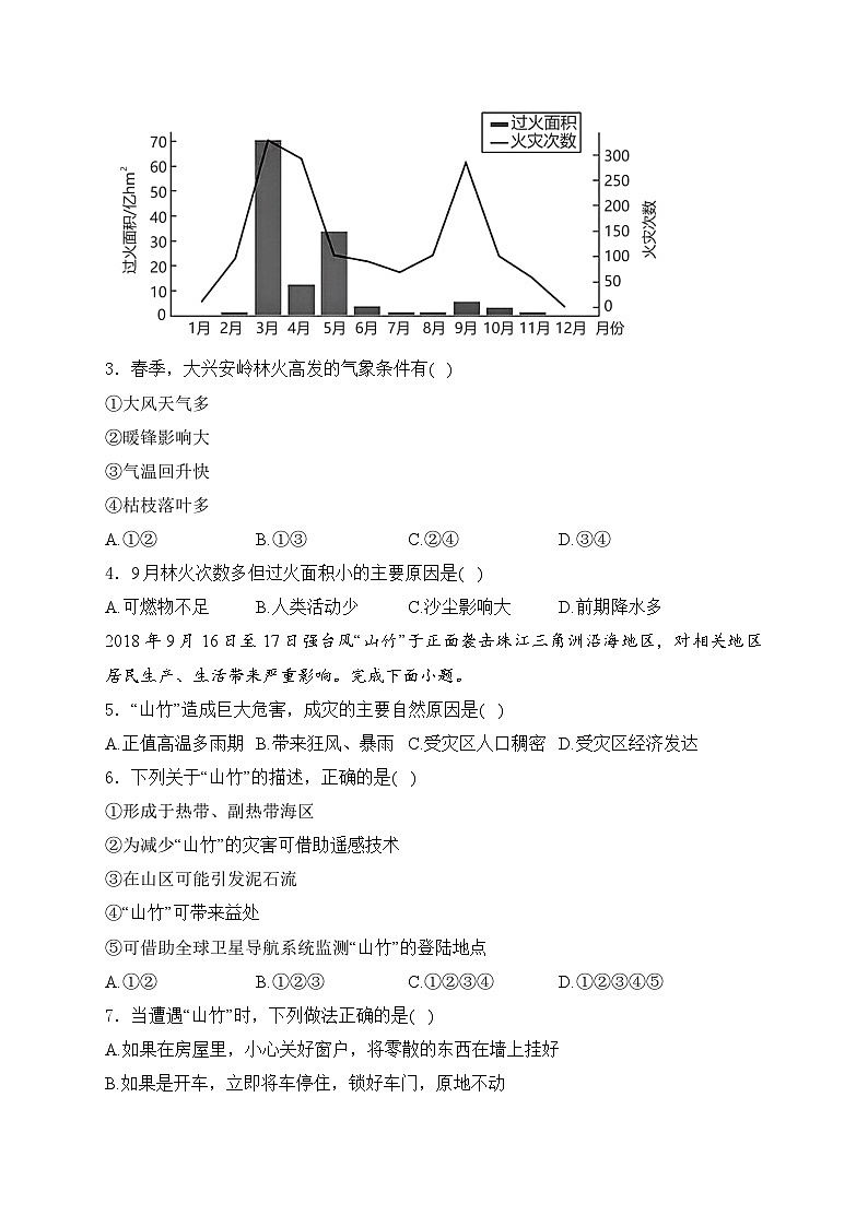 2025届高考地理一轮复习专题训练: 从人地作用看自然灾害第2页