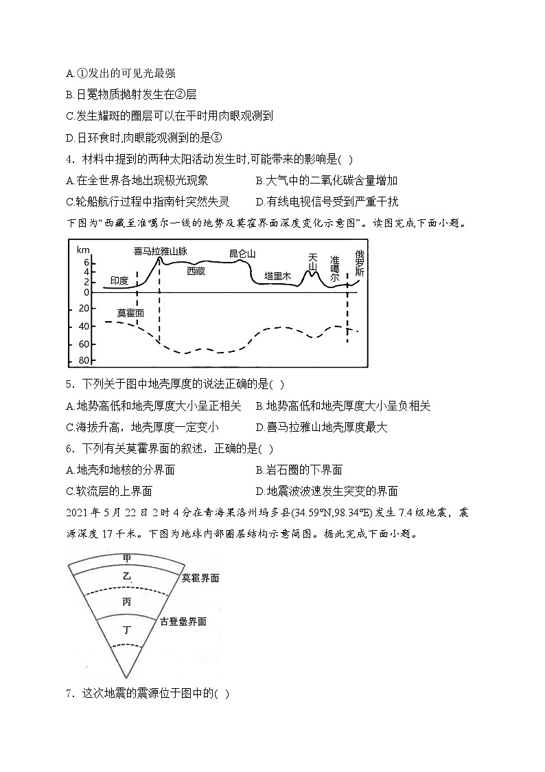 2025届高考地理一轮复习专题训练: 从宇宙看地球(含解析与答案)第2页