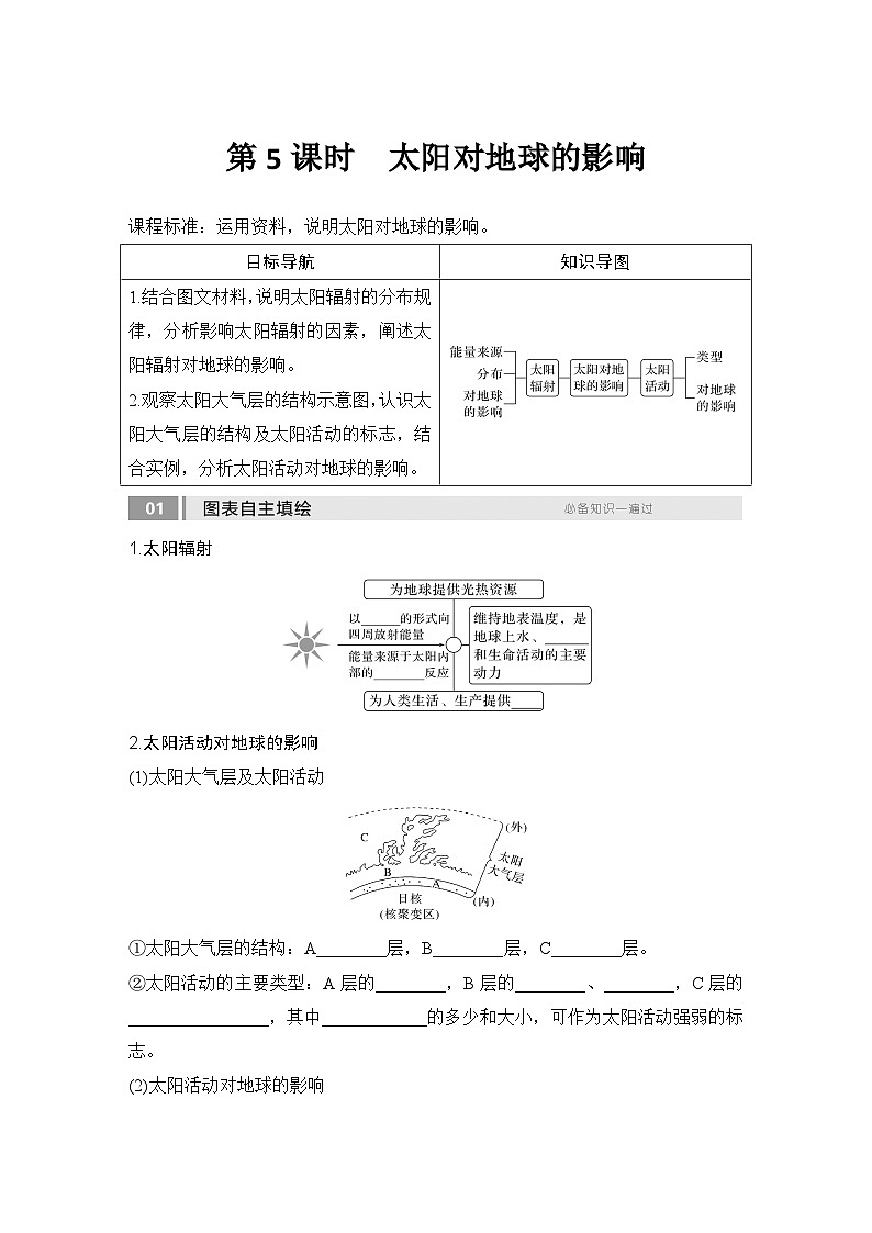 2025届高中地理一轮复习讲义:第一部分自然地理第二单元宇宙中的地球第5课时 太阳对地球的影响(学生版)第1页