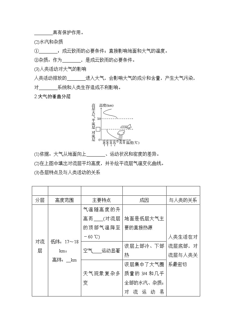 2025届高中地理一轮复习讲义:第一部分自然地理第四单元地球上的大气第12课时 大气的组成和垂直分层(学生版)第2页