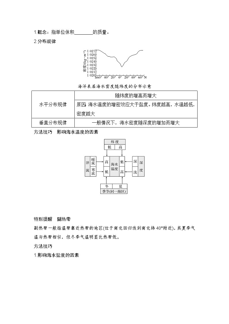 2025届高中地理一轮复习讲义:第一部分自然地理第六单元地球上的水第24课时 海水的性质(学生版)第3页