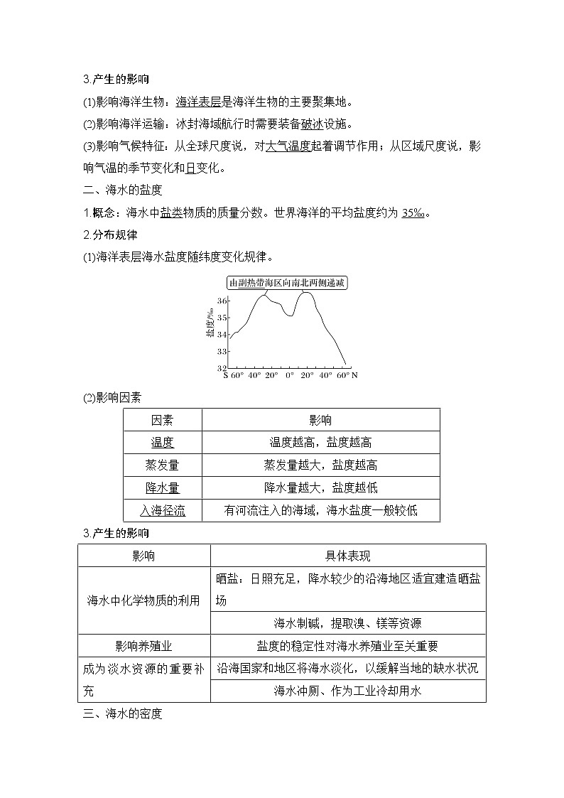 2025届高中地理一轮复习讲义:第一部分自然地理第六单元地球上的水第24课时 海水的性质(教师版)第2页