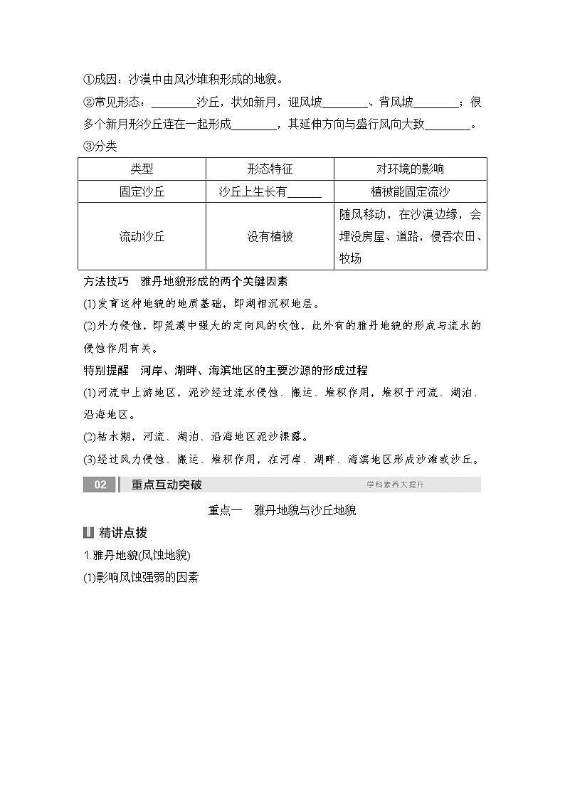 2025届高中地理一轮复习讲义:第一部分自然地理第七单元地表形态的塑造第35课时 风沙地貌(学生版)第2页