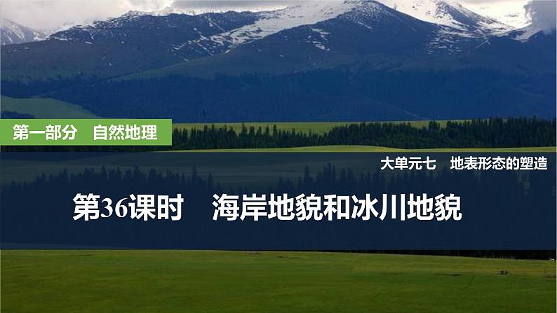 2025届高中地理一轮复习课件:第一部分自然地理第七单元地表形态的塑造第36课时 海岸地貌和冰川地貌(共39张ppt)第1页