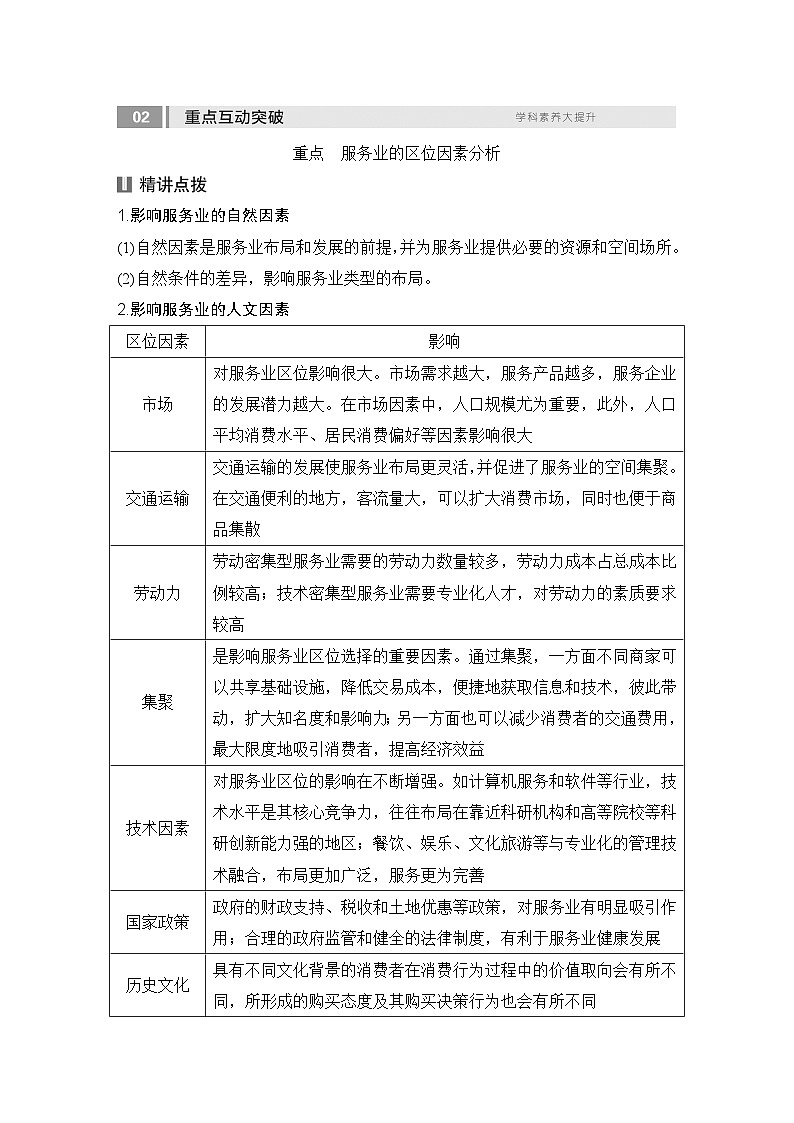 第二部分人文地理 第十二单元产业区位因素 第55课时 服务业区位因素及其变化(课件+讲义)-2025年高考地理一轮复习03