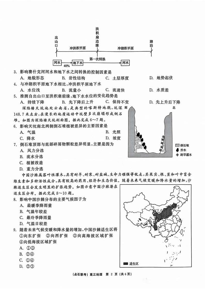 辽宁省点石联考(辽宁县级协作体)2024-2025学年度上学期2025届高三年级期中考试地理试卷+答案第2页